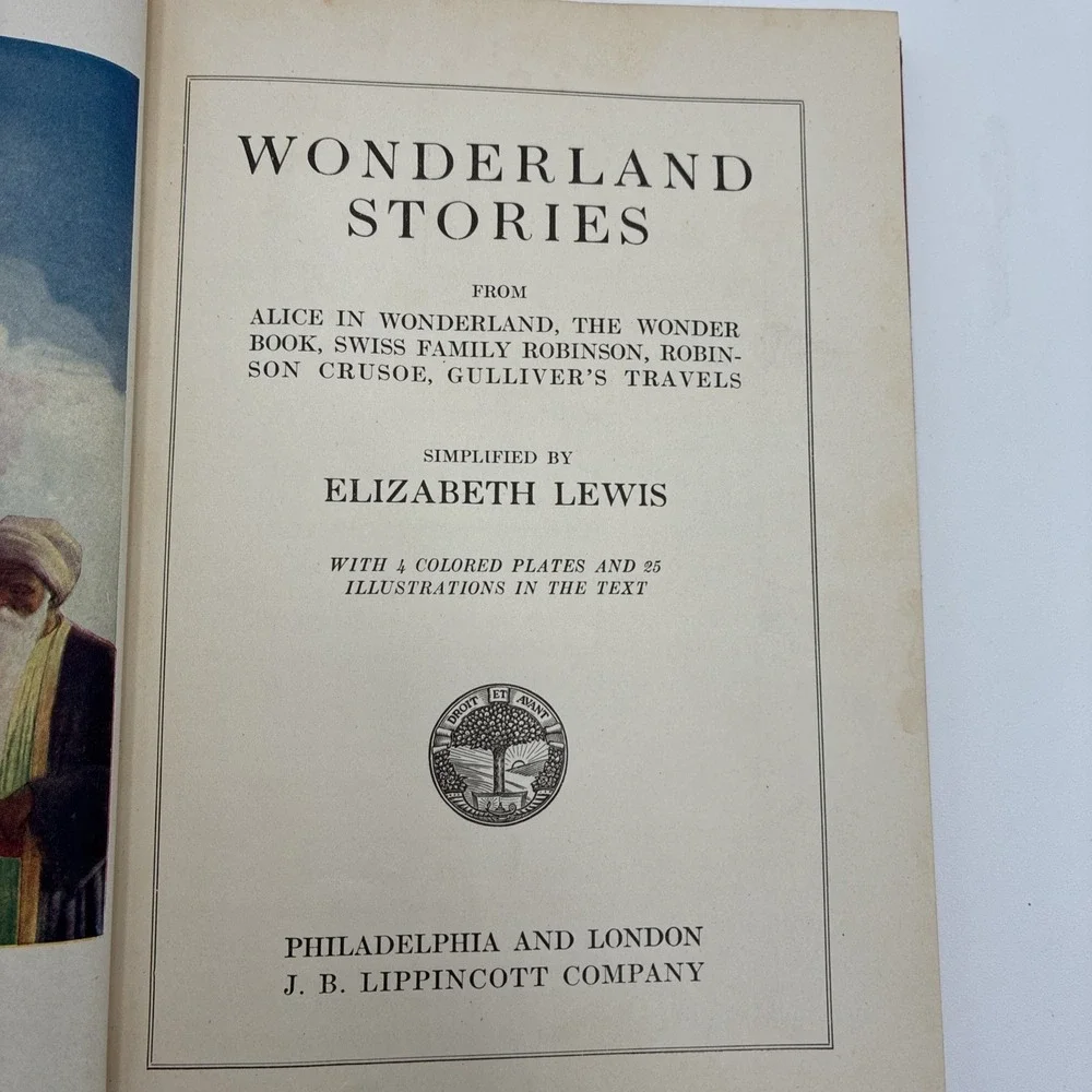 Wonderland Stories Elizabeth Lewis 1917 J.B. Lippincott Illustrated Red HC